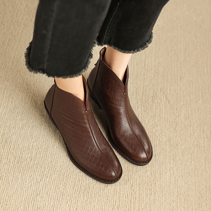 Genuine Leather Straight-Calf Boots