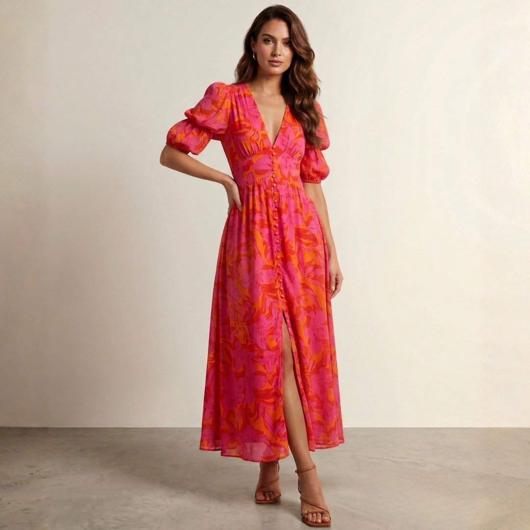 Elena - Maxi Dress Featuring a Plunging Neckline