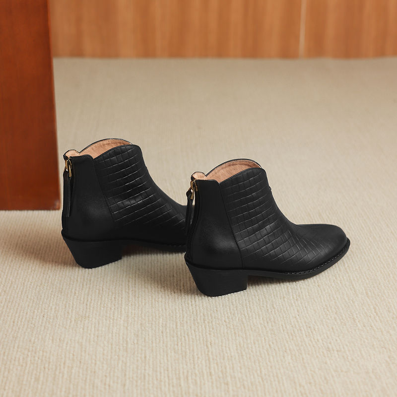 Genuine Leather Straight-Calf Boots
