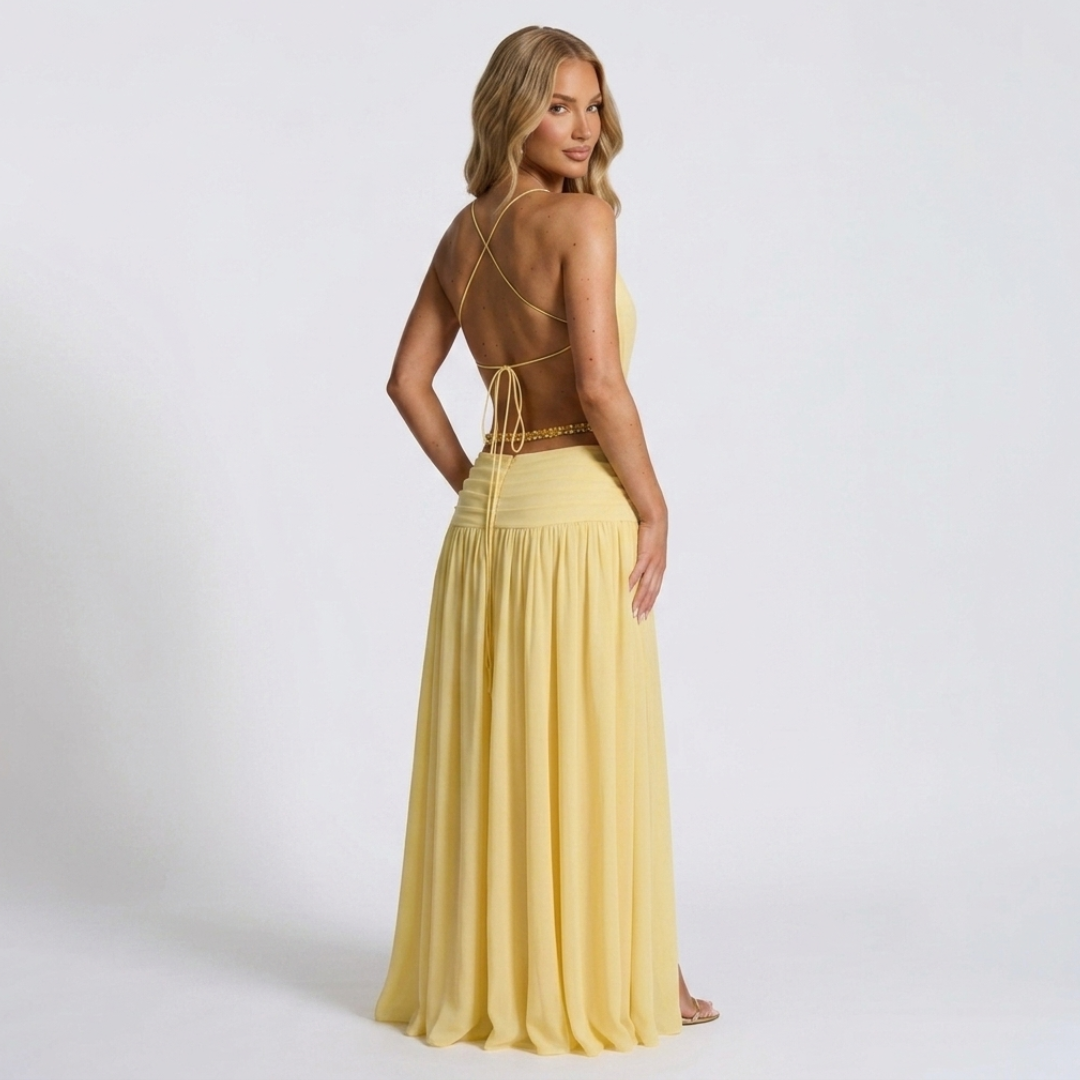 Melina - Deep V-Neck Maxi Dress