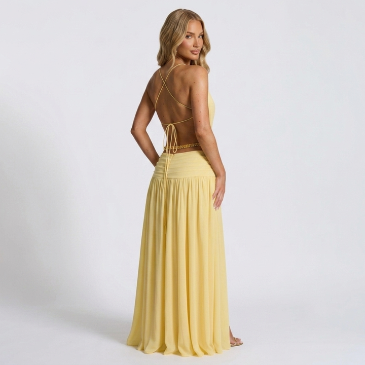 Melina - Deep V-Neck Maxi Dress