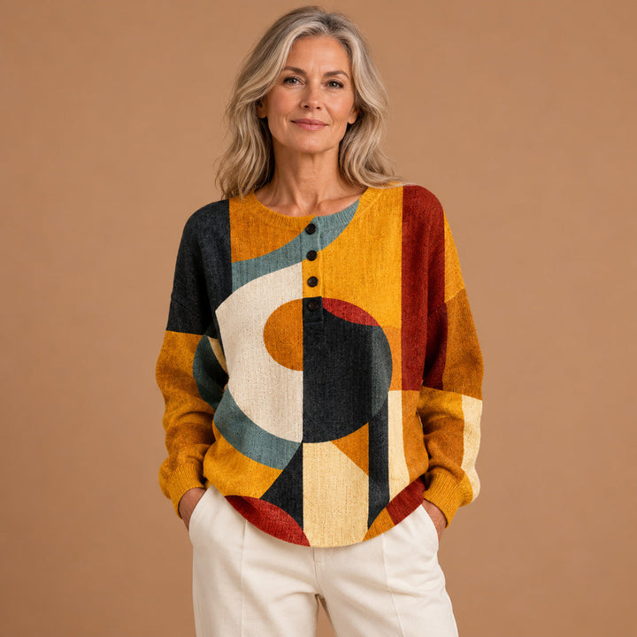 Clodagh - Retro Geometric Pattern Jumper