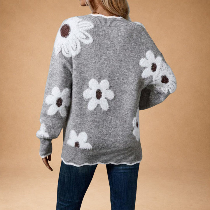 Zinovia - Refined Knit with Floral Design and Feminine Line