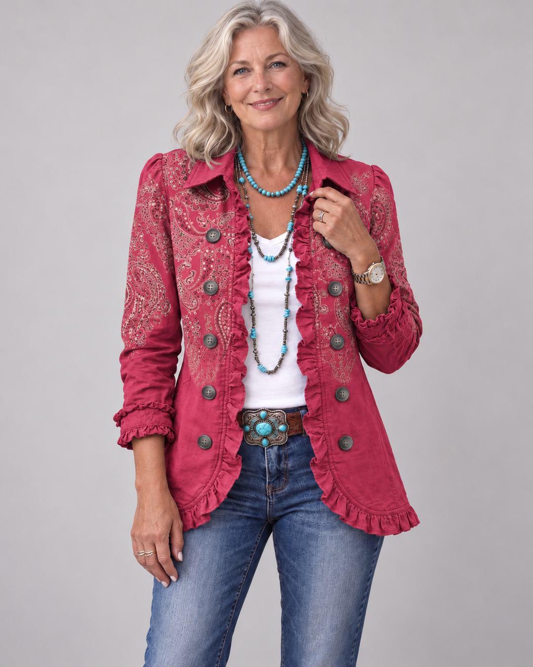 Bríd | Blazer in Berry with Paisley