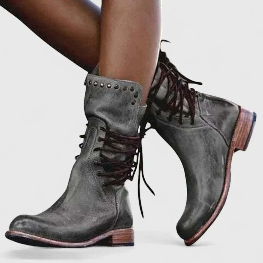 Theano - Leather Ankle Boots with Laces for Timeless Style