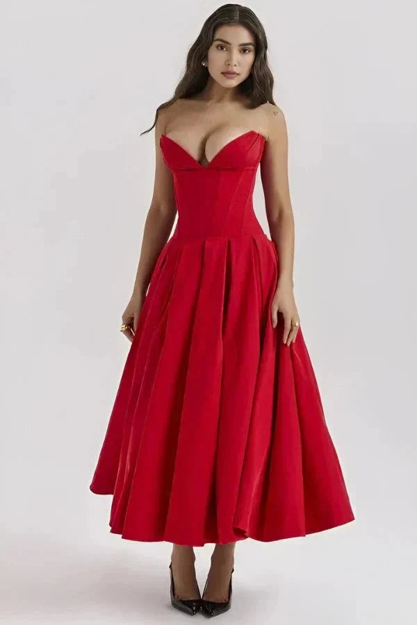 Midi Dress with Structured Bra - No Straps