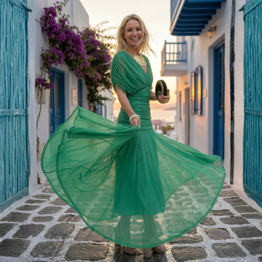 Xenia - Elegant Long V-Neck Dress