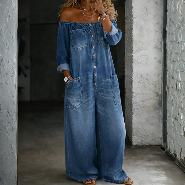 Helena - Long Sleeve Jumpsuit Featuring Exposed Shoulders