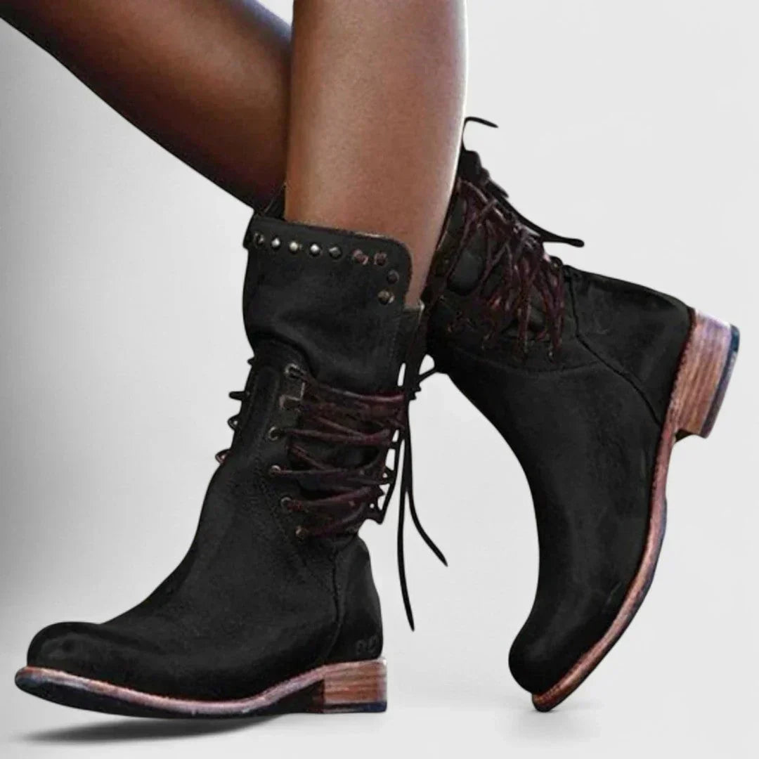 Theano - Leather Ankle Boots with Laces for Timeless Style