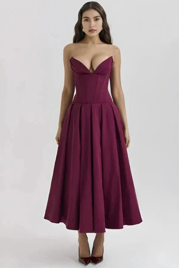 Midi Dress with Structured Bra - No Straps