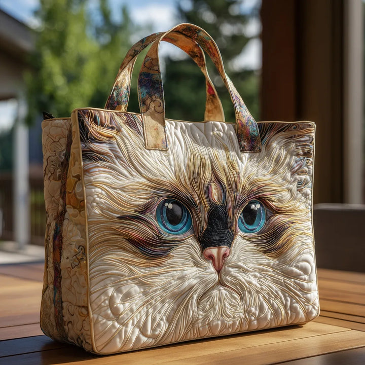 Handmade Bag | White Cat with Blue Eyes
