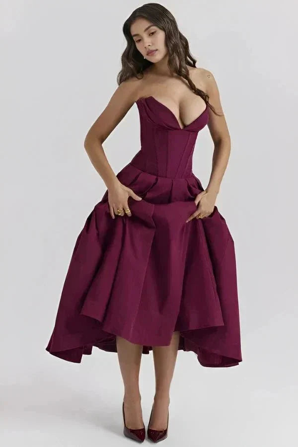 Midi Dress with Structured Bra - No Straps