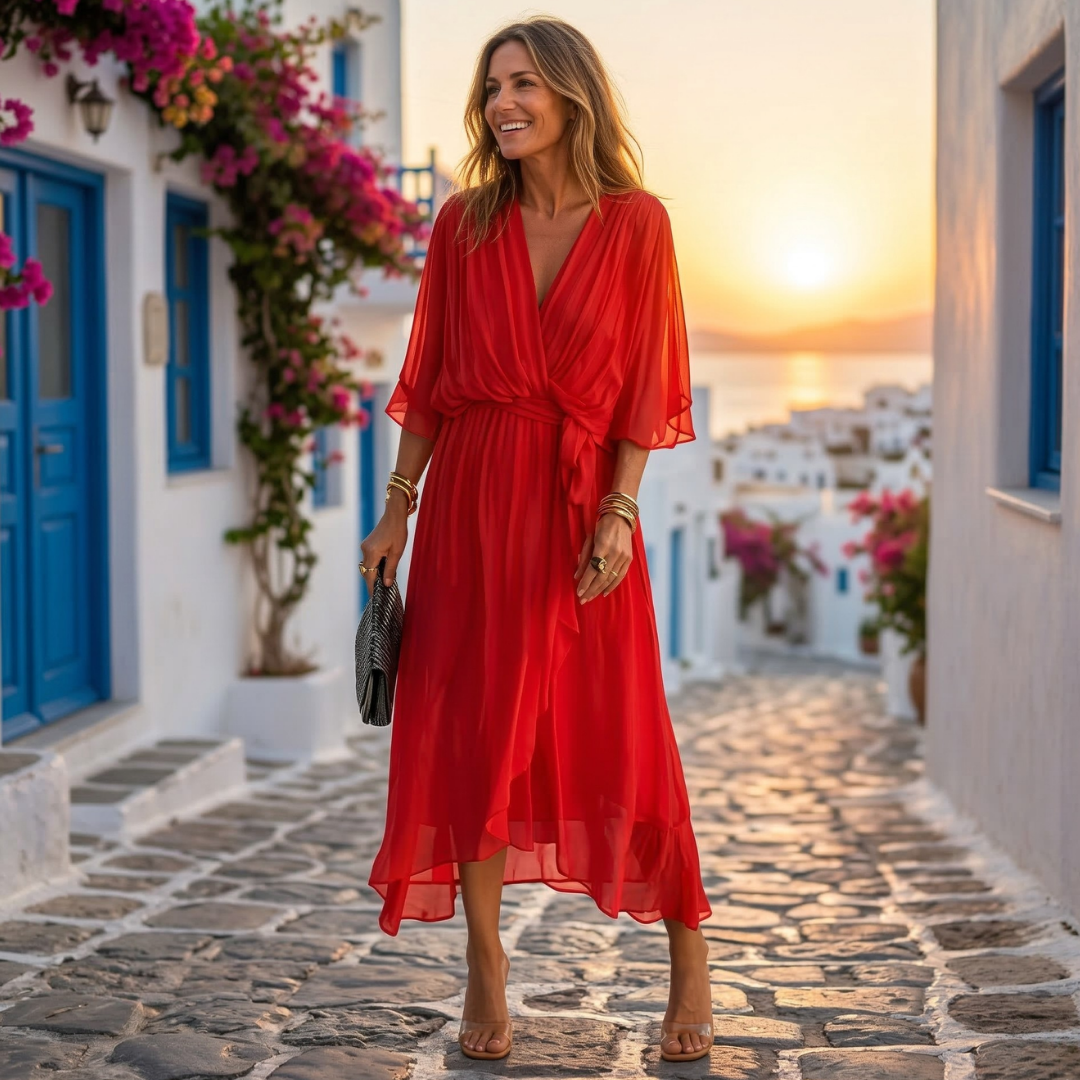 Helena - V-Neck Dress with a Flattering Wide Cut