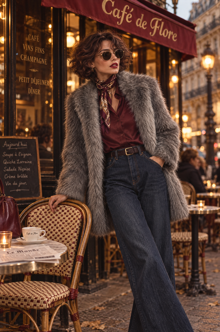 Elegant Mid-Length Faux Mink Fleece Coat with Handle and Straight Cut