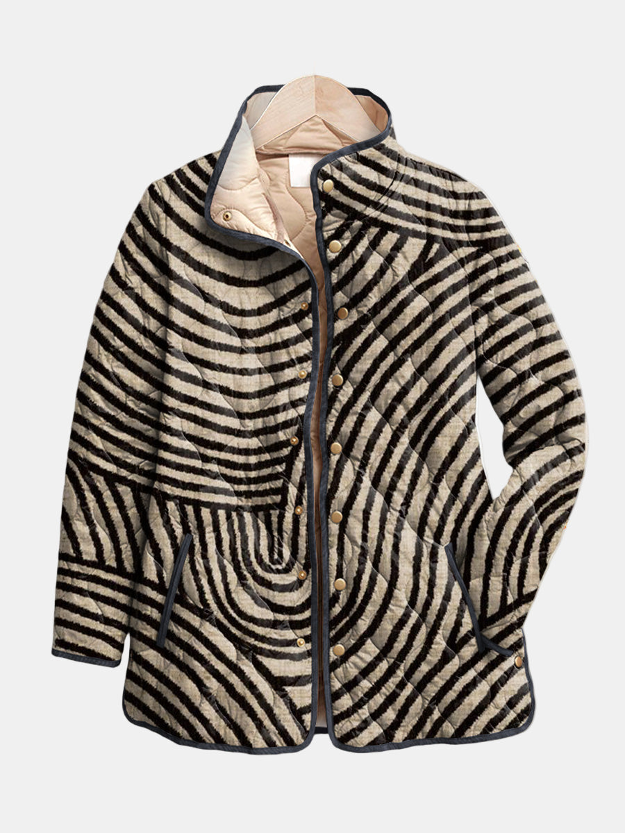 Léa Quilted Coat with Drawn Circles