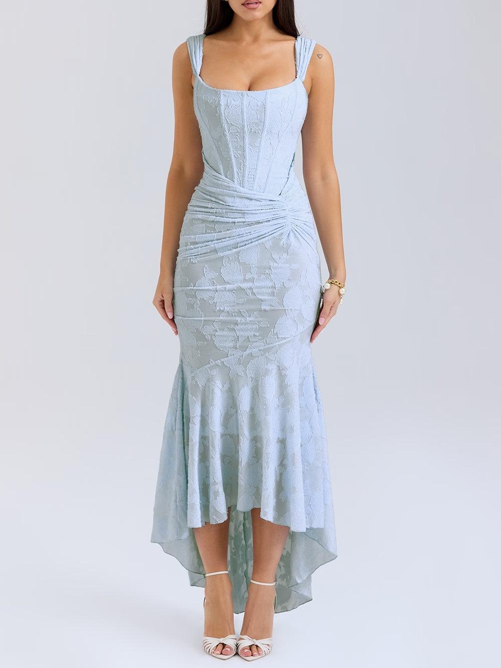 Natasha | Lace Midi Dress Featuring a Mermaid Train