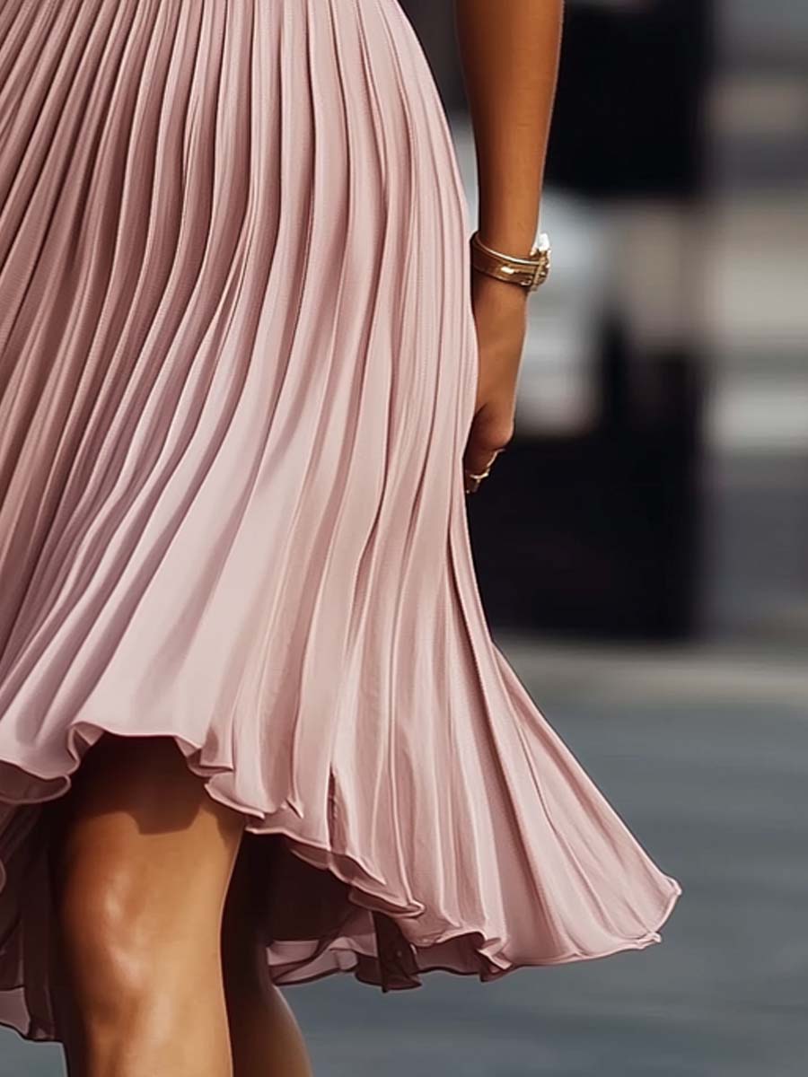 Pleated Midi Sleeveless Dress