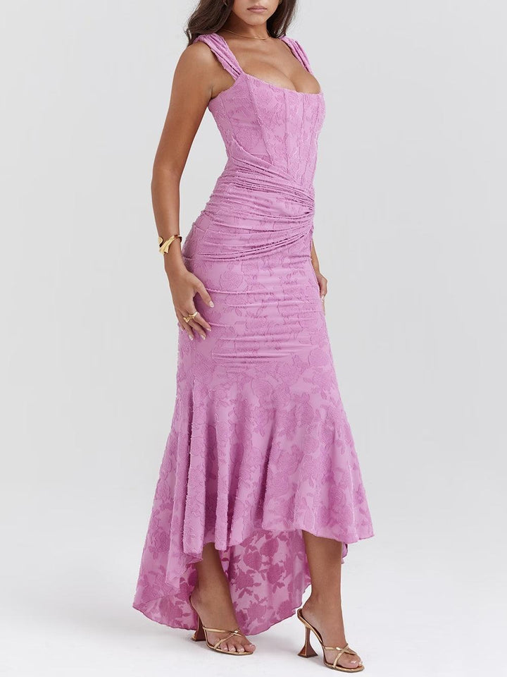 Natasha | Lace Midi Dress Featuring a Mermaid Train