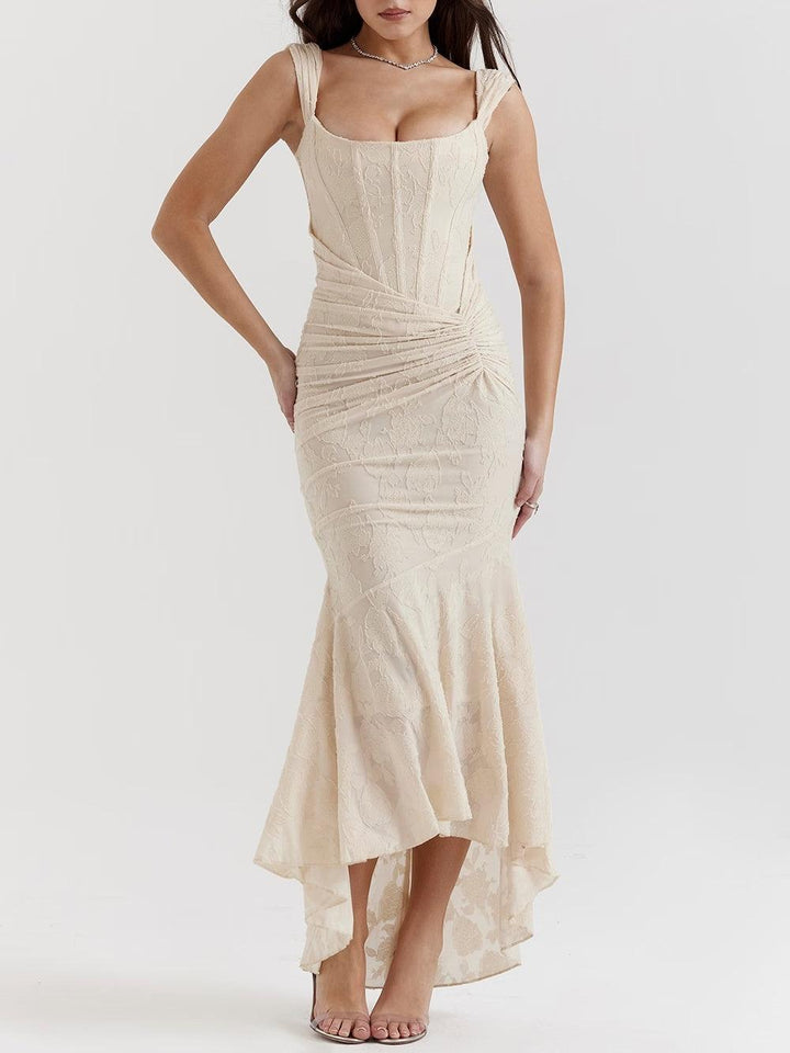 Natasha | Lace Midi Dress Featuring a Mermaid Train