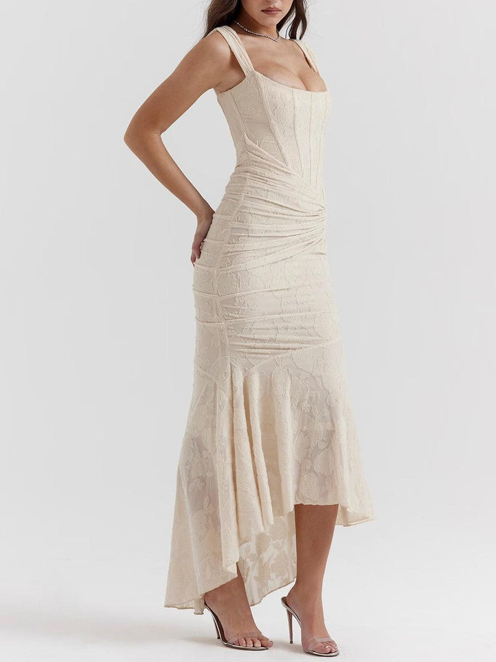 Natasha | Lace Midi Dress Featuring a Mermaid Train