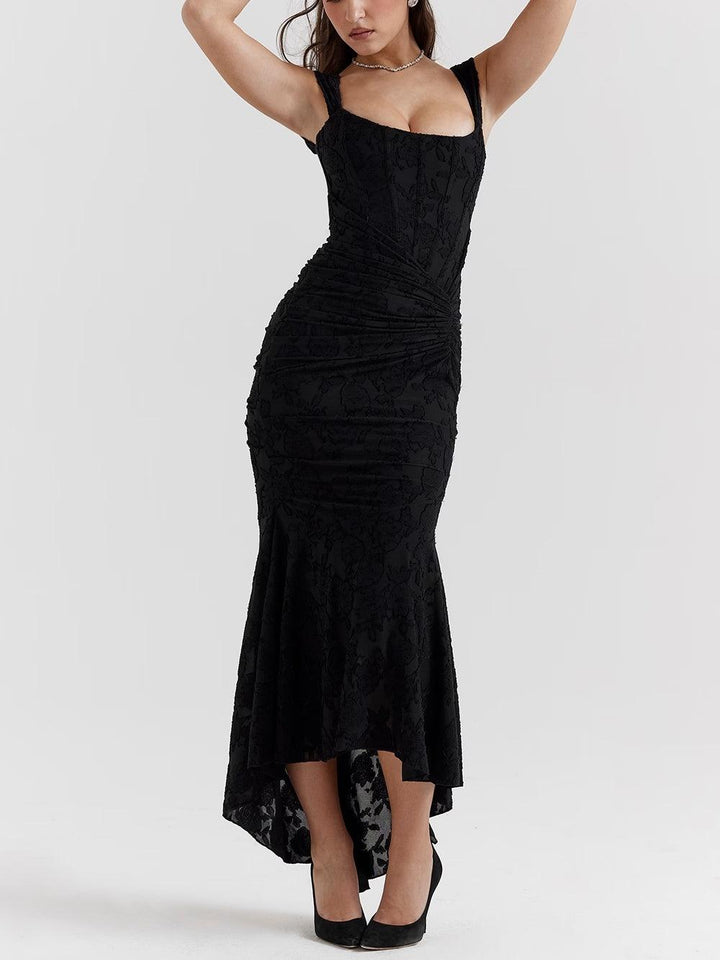 Natasha | Lace Midi Dress Featuring a Mermaid Train