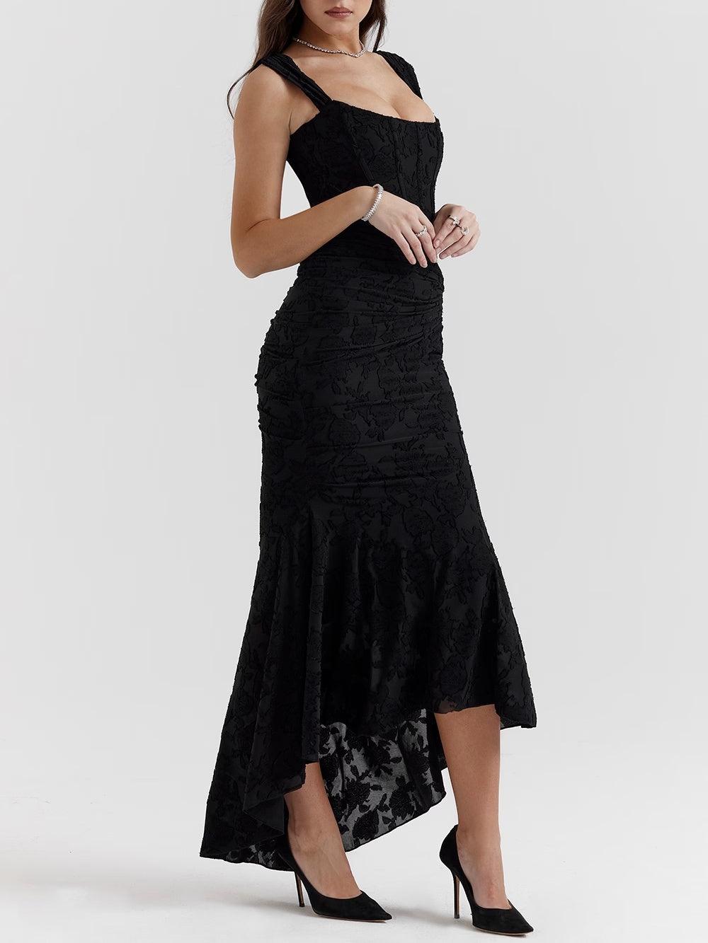 Natasha | Lace Midi Dress Featuring a Mermaid Train