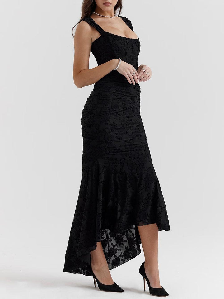 Natasha | Lace Midi Dress Featuring a Mermaid Train