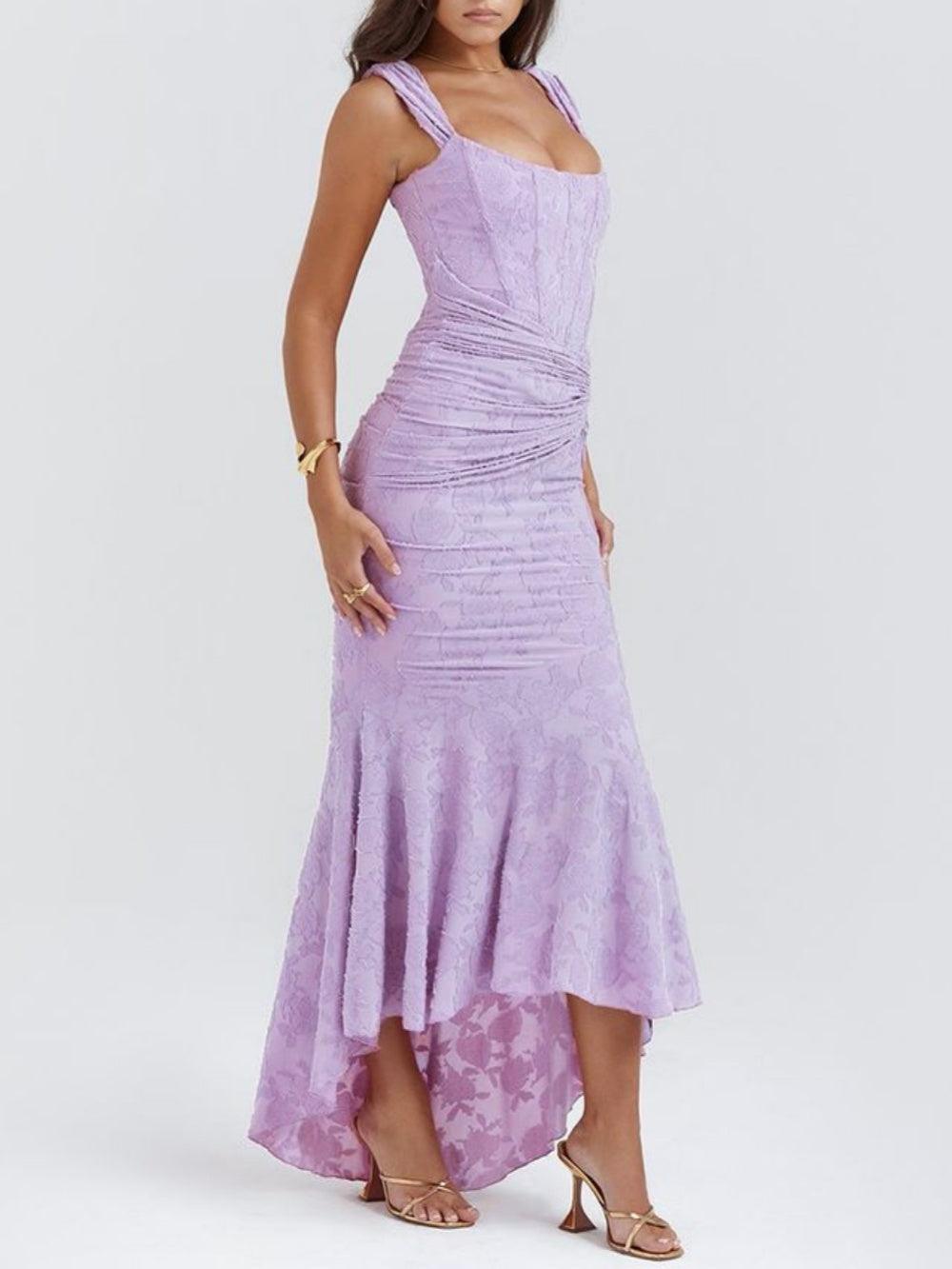 Natasha | Lace Midi Dress Featuring a Mermaid Train
