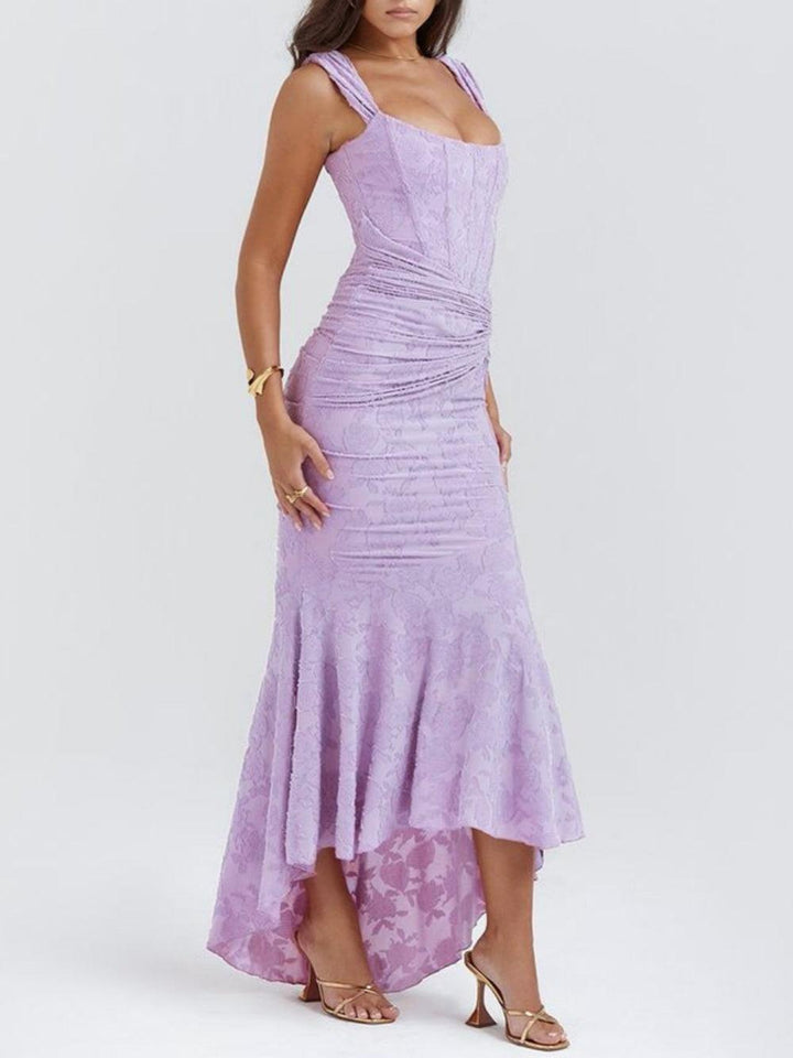 Natasha | Lace Midi Dress Featuring a Mermaid Train