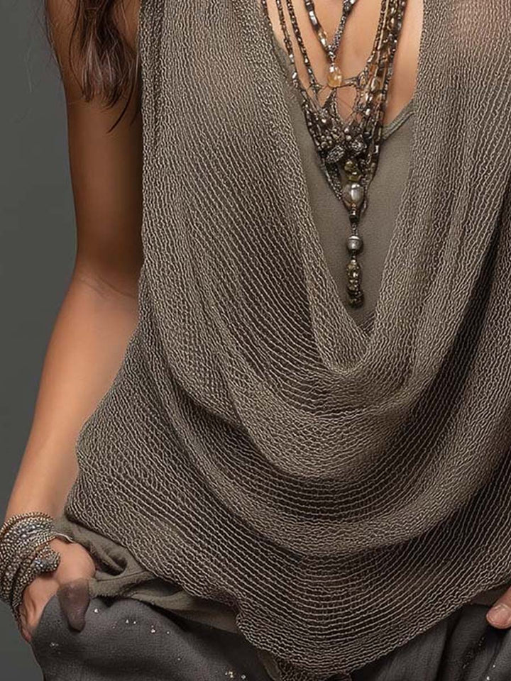 Two-Tone Wool Top in Natural Hues