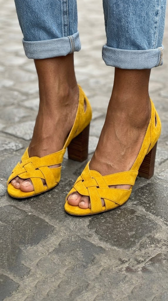 Deuza - Red Heeled Peep-Toe Shoes