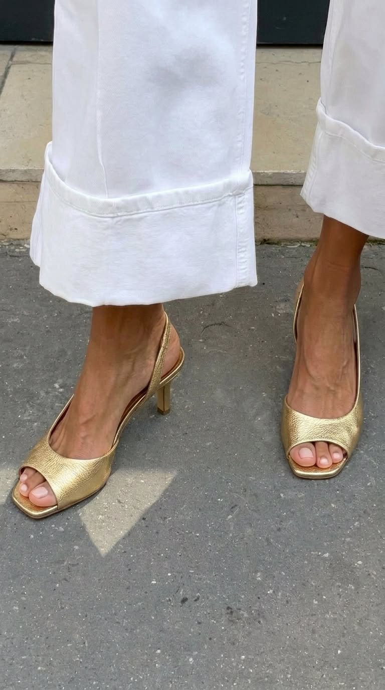 Justina - Metallic Gold Slingback Sandals