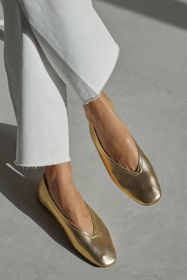 Esperanca - Shimmering Gold Ballet Flats