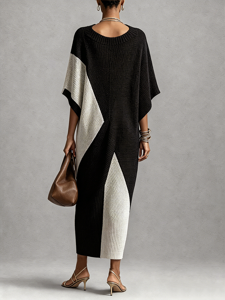 Johana | V-Neck Two-Tone Midi Dress