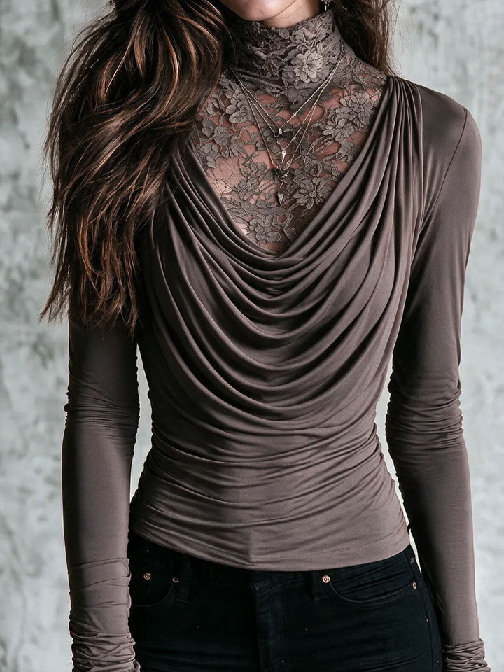 Lace-Detail Long Sleeve Boe Top
