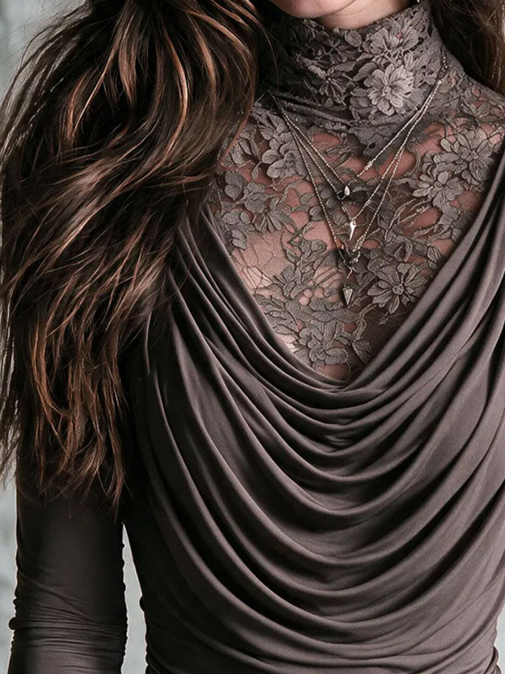 Lace-Detail Long Sleeve Boe Top