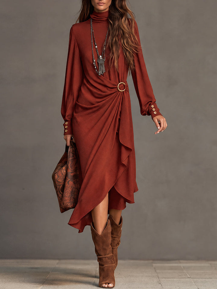 Ruby-Hued Dress with Belt