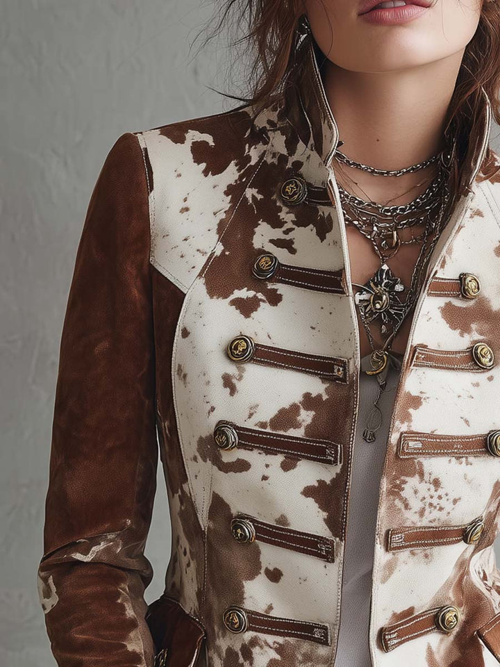 Cow Print Suede Polyester Jacket