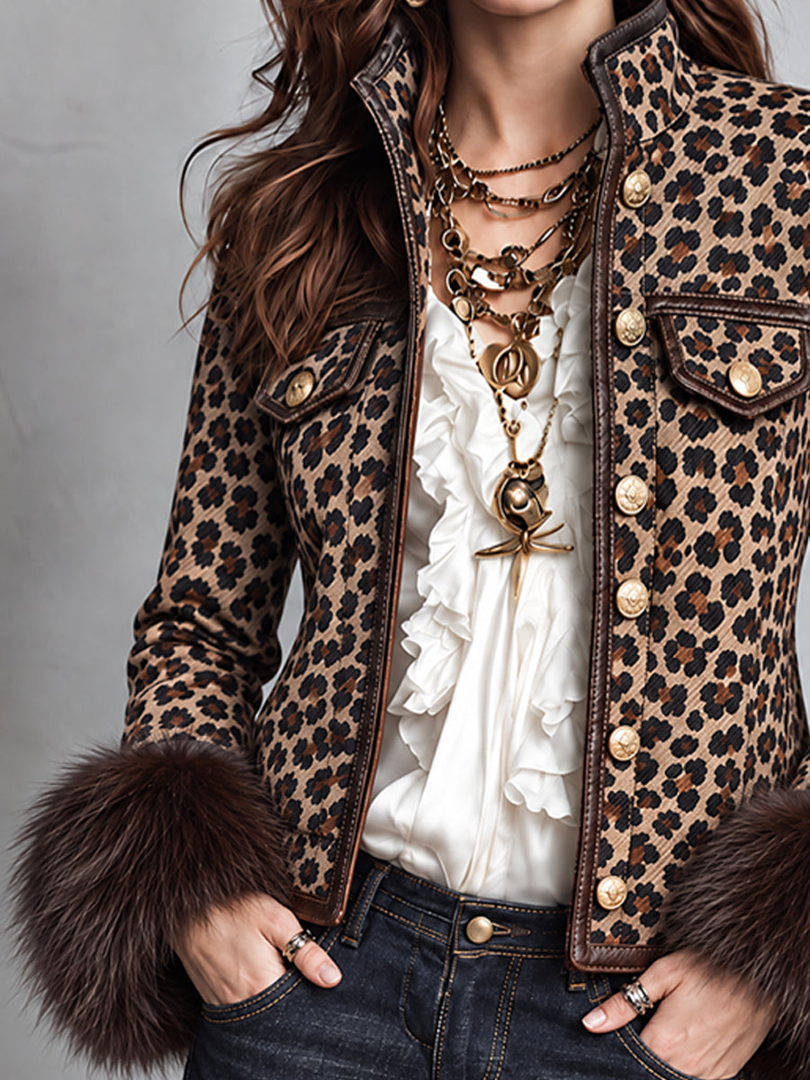 Leopard Print Faux Fur Nomad Jacket