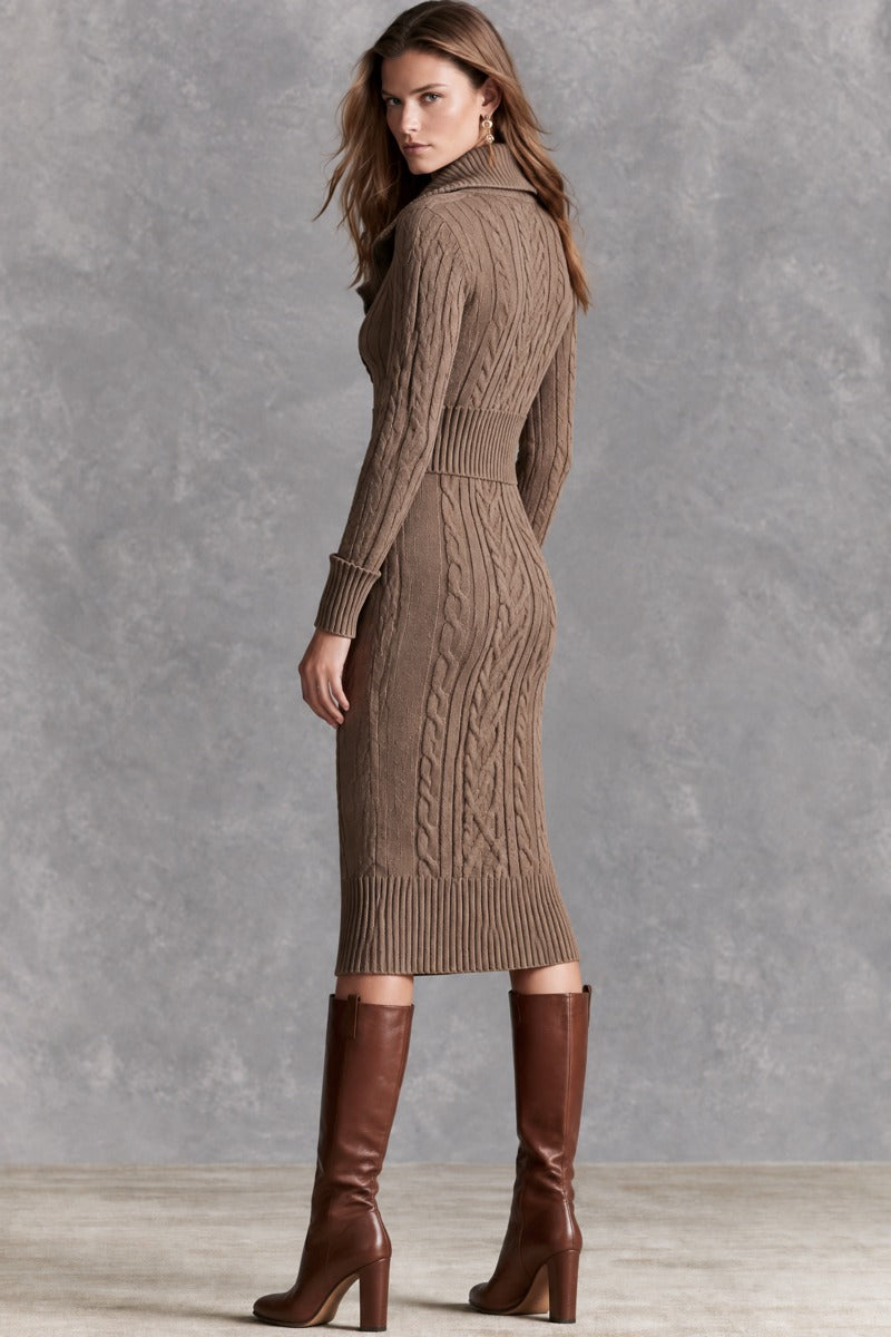 Vintage-Inspired Asymmetrical Blouse with Diagonal Zip and Midi Dress