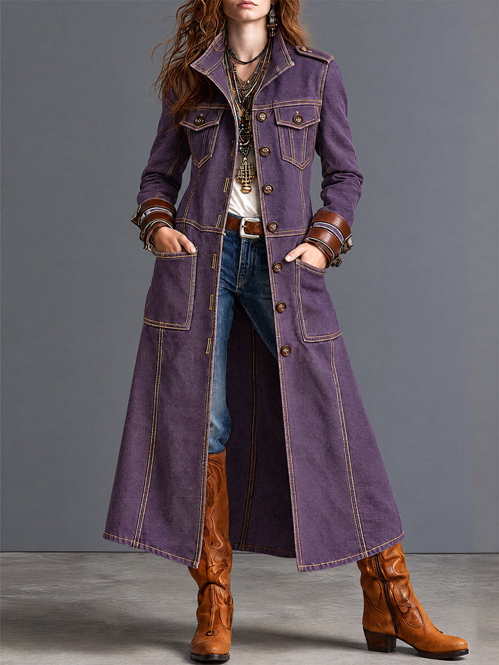 Retro Purple Denim Western Jacket