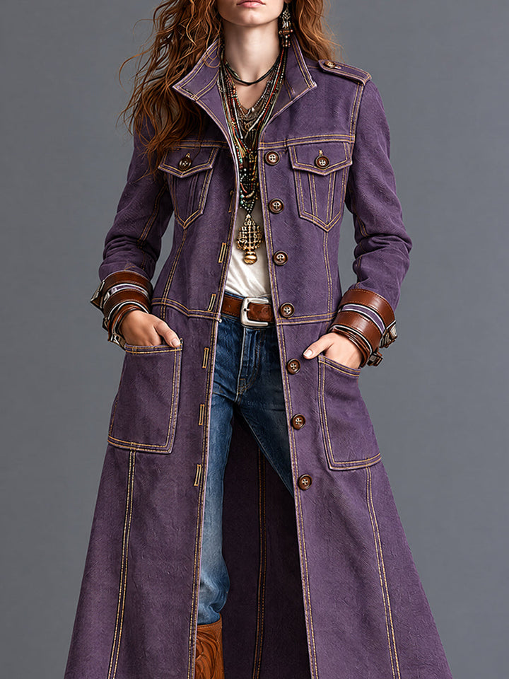 Retro Purple Denim Western Jacket
