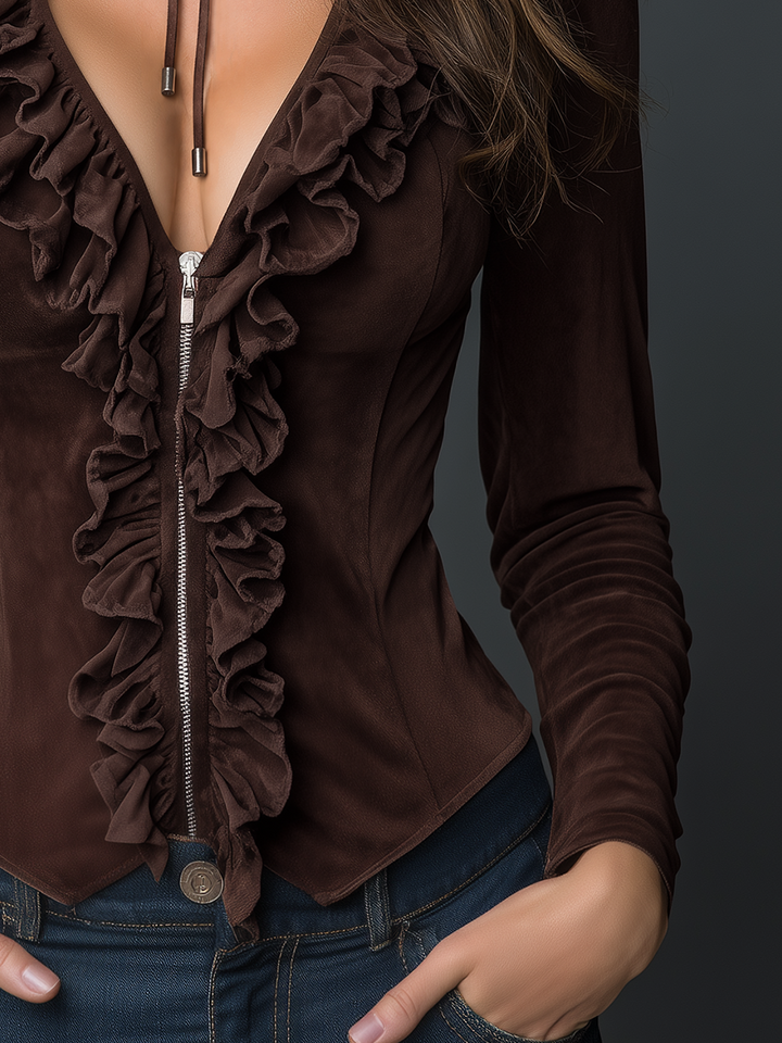 Retro Jacket with Rich Chocolate Stitch Details