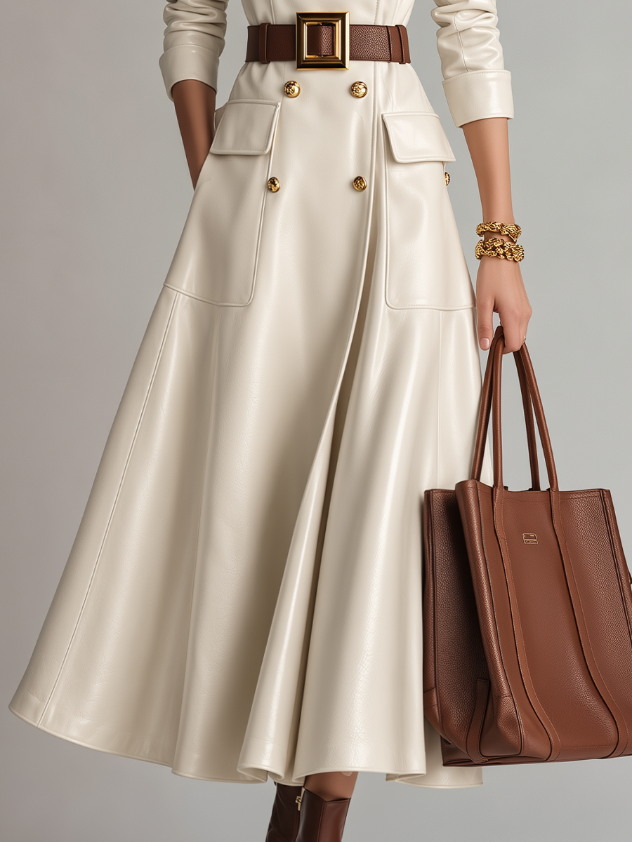 Chic Double-Breasted Belted Coat Dress