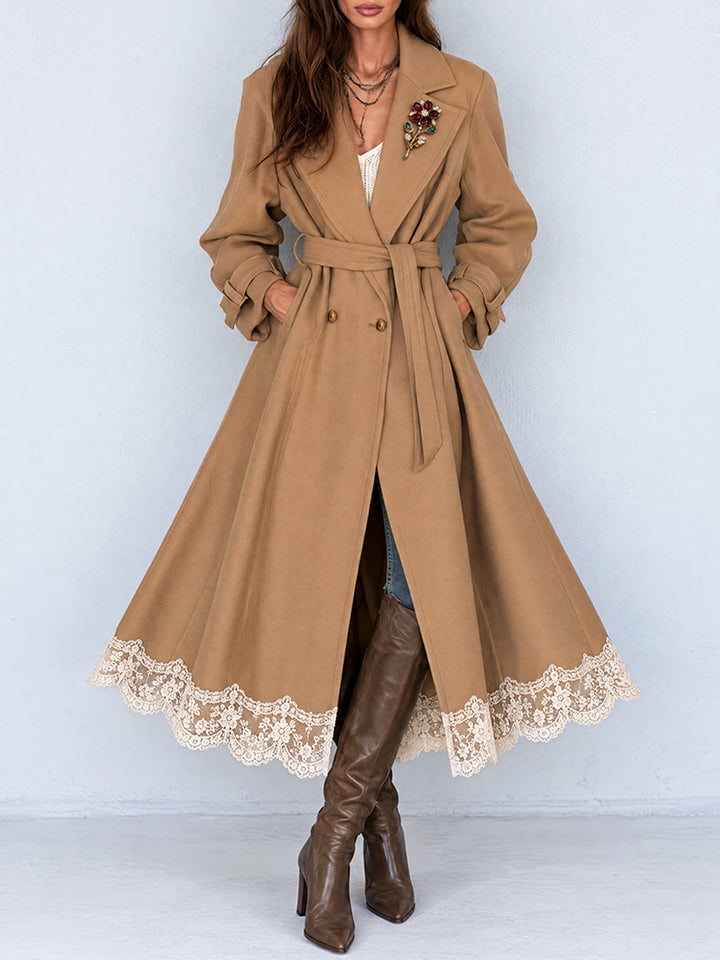 Giraffe Print Nomad Coat with Lace Details