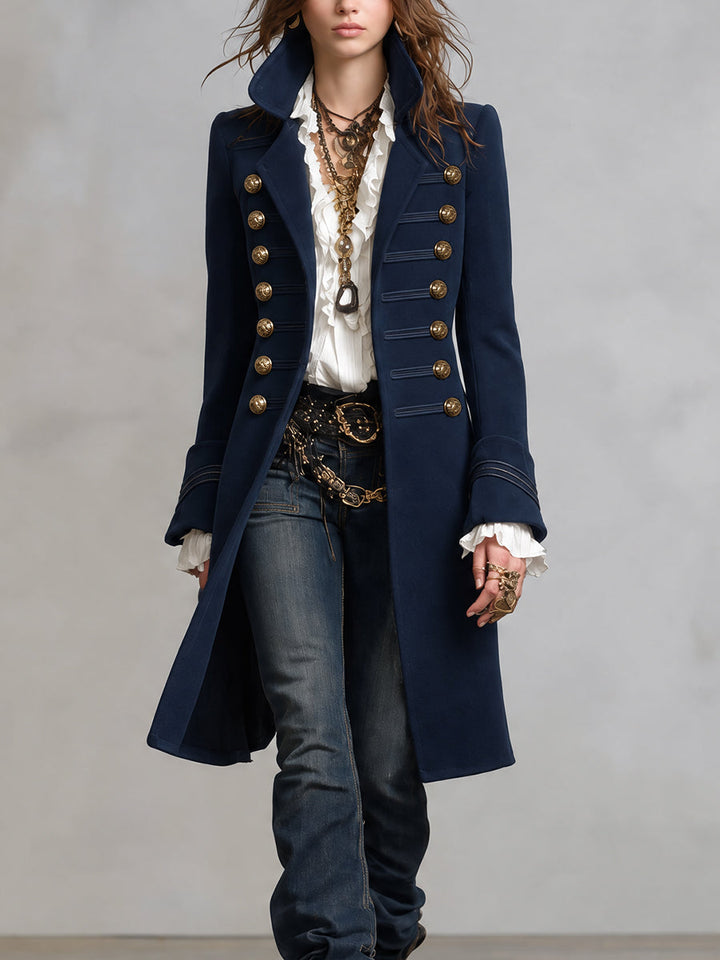 Retro Bohemian Military-Inspired Half-Night Coat
