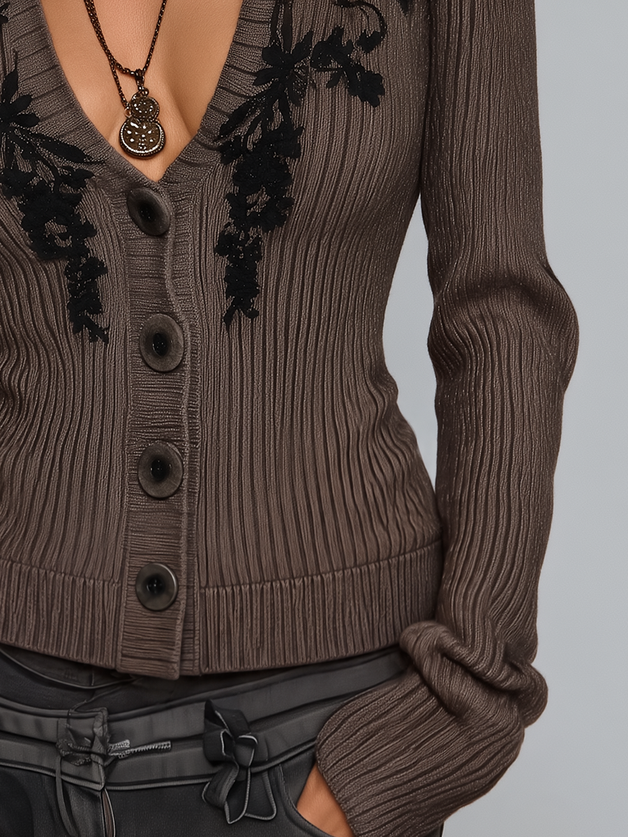 Charming Ribbed Pattern Cardigan