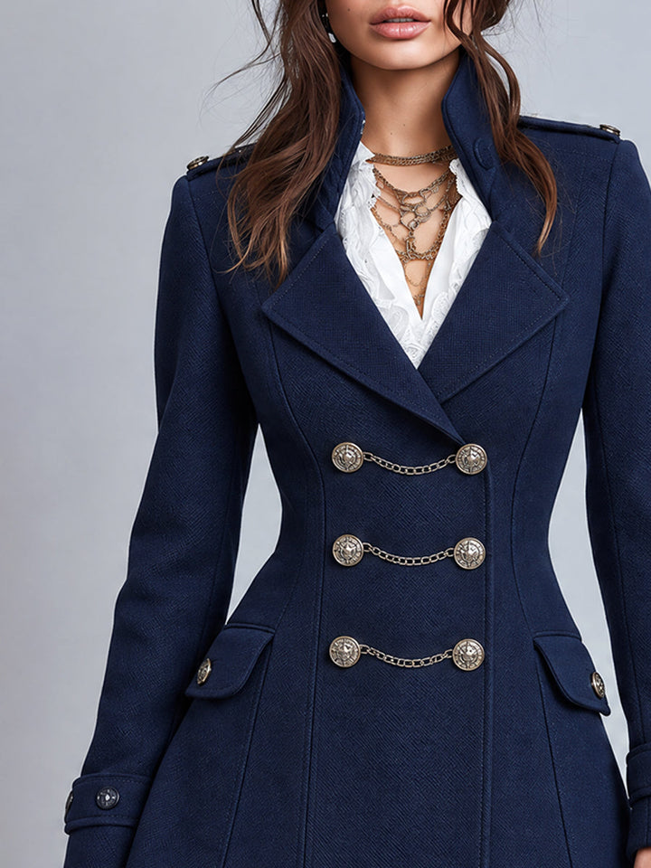 Retro Bohemian Jacket Featuring Chain and Button Details