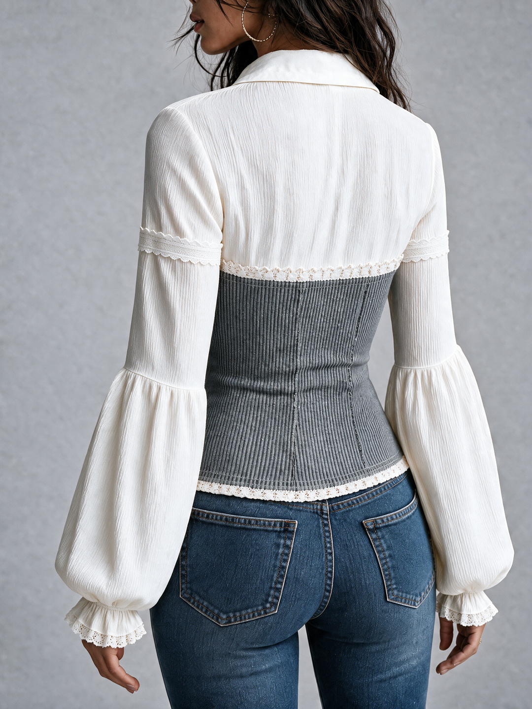 Two-Tone Ribbed Corset Faux Top