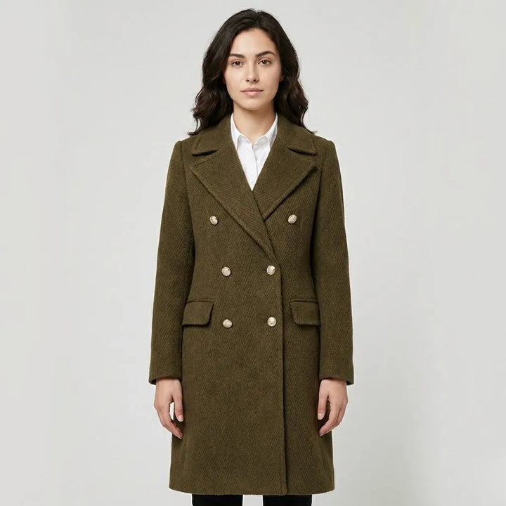 Straight-Cut Long Coat Crafted from a Wool Blend